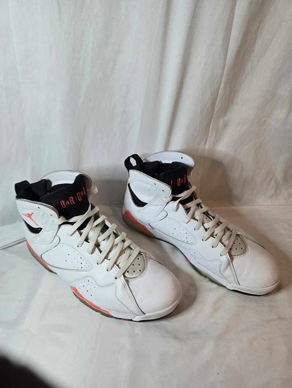 Jordan Men’s White Black & Orange High-Top Basketball Shoes